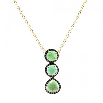   Nikal Free Gold Plated Designer Chrysoprase and CZ Stone Seated Handmade Necklace